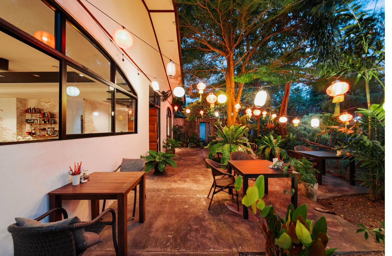 Bao Bao garden terrace at dusk